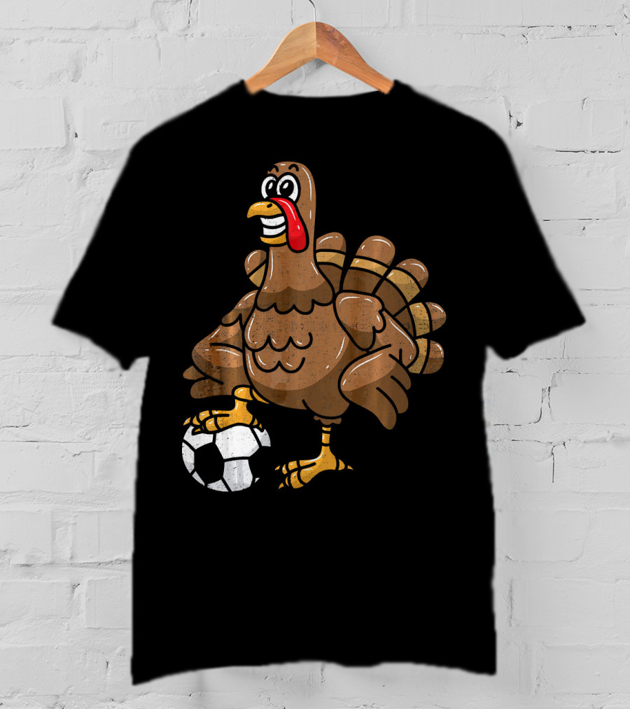 Thanksgiving Turkey Soccer Football Player T-Shirt
