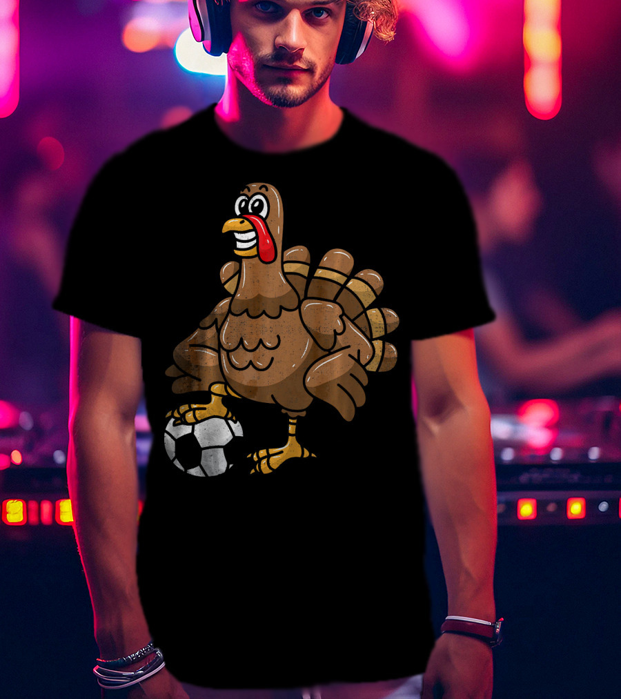 Thanksgiving Turkey Soccer Football Player T-Shirt