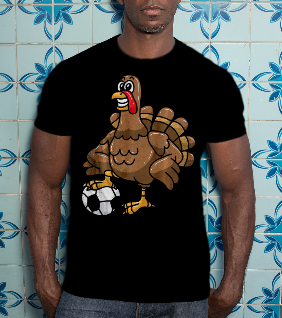 Thanksgiving Turkey Soccer Football Player T-Shirt