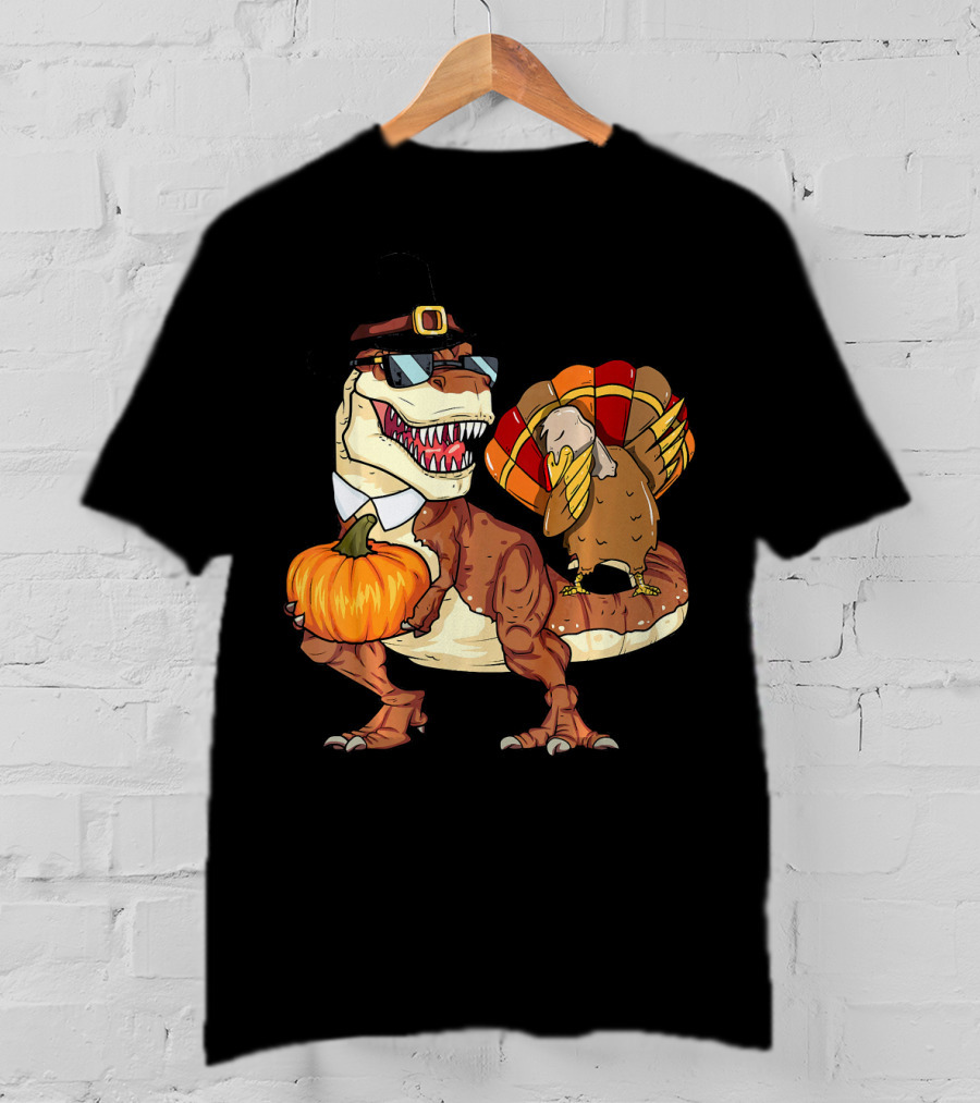 Thanksgiving Rex Dinosaur Dab Pumpkin Turkey T-Shirt