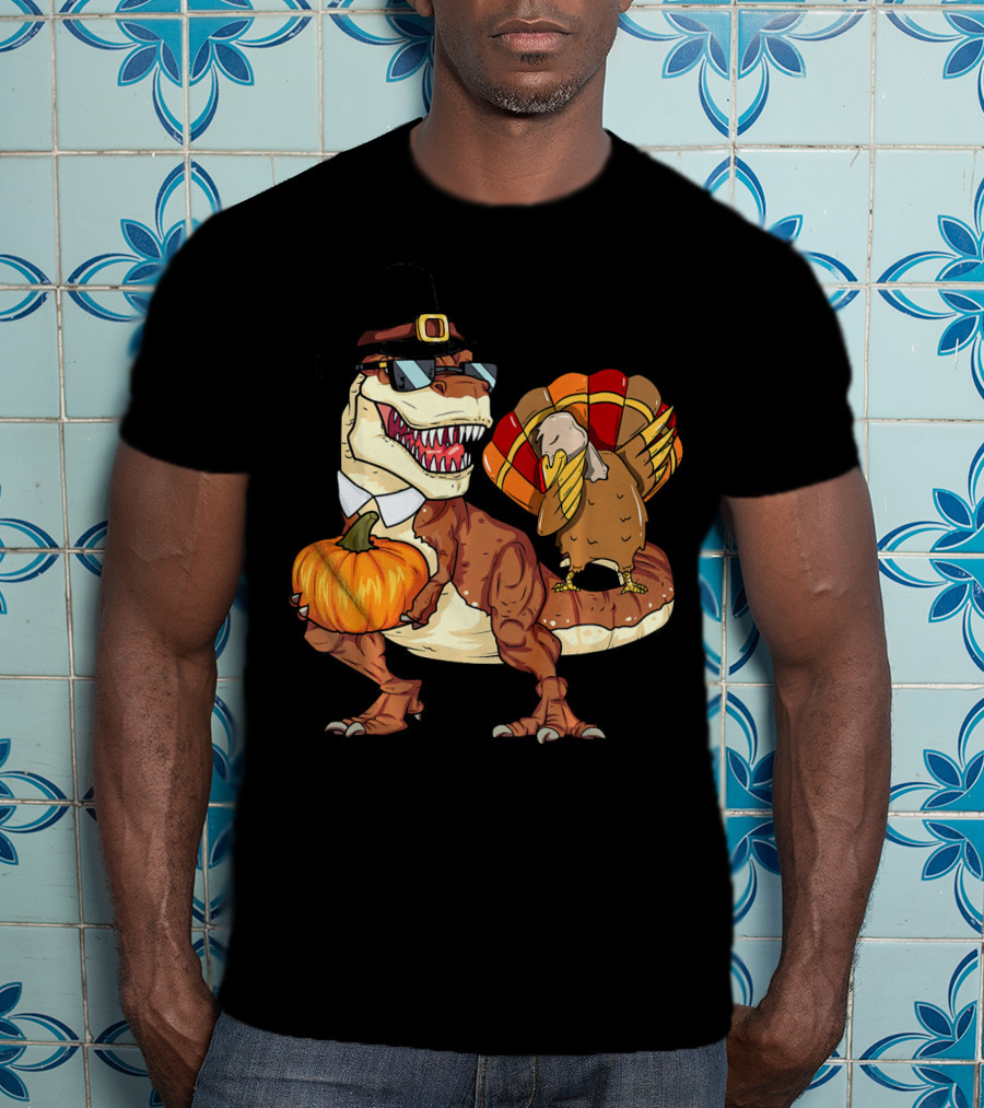 Thanksgiving Rex Dinosaur Dab Pumpkin Turkey T-Shirt