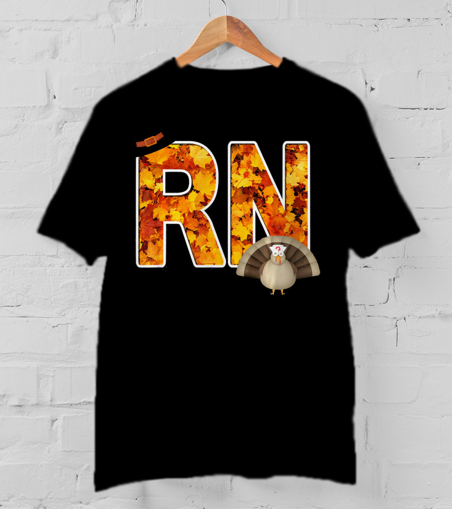 RN Thanksgiving Autumn Leaves Turkey T-Shirt