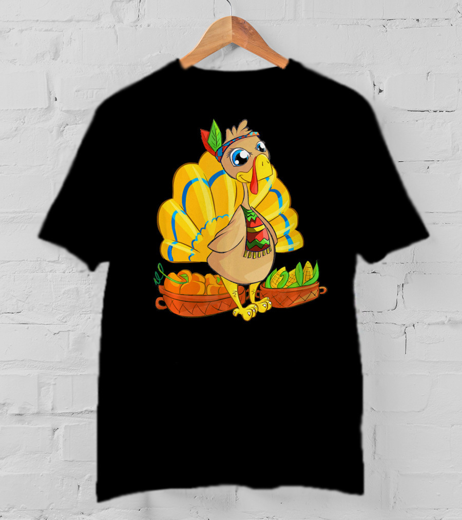 Thanksgiving Turkey Cartoon Harvest Cornucopia T-Shirt
