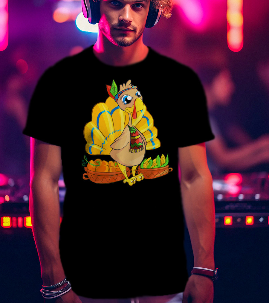 Thanksgiving Turkey Cartoon Harvest Cornucopia T-Shirt