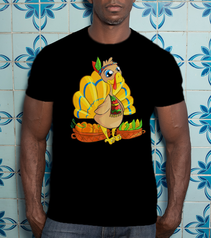 Thanksgiving Turkey Cartoon Harvest Cornucopia T-Shirt