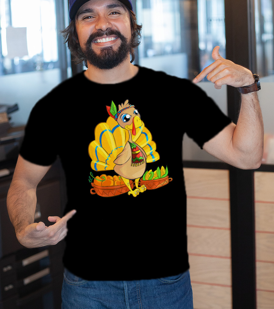 Thanksgiving Turkey Cartoon Harvest Cornucopia T-Shirt
