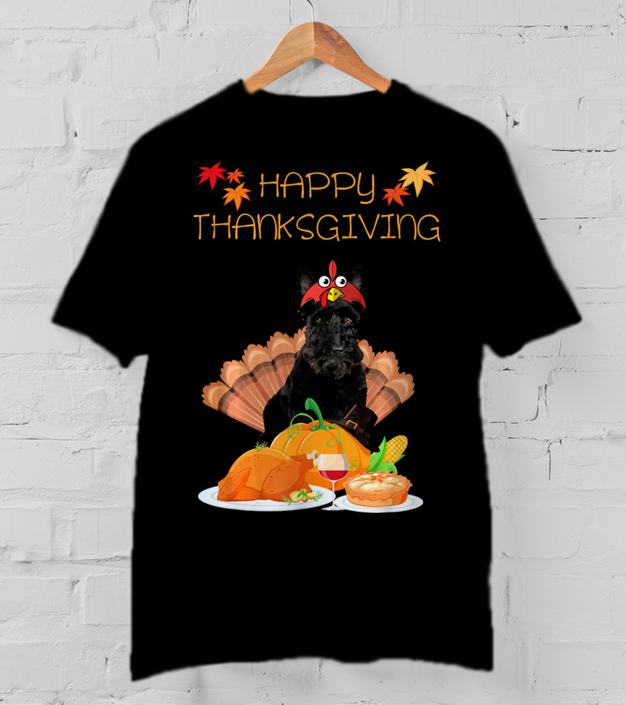 Happy Thanksgiving Day Scottish Terrier Turkey Feast T-Shirt