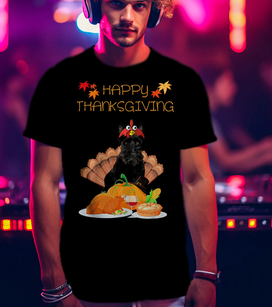 Happy Thanksgiving Day Scottish Terrier Turkey Feast T-Shirt