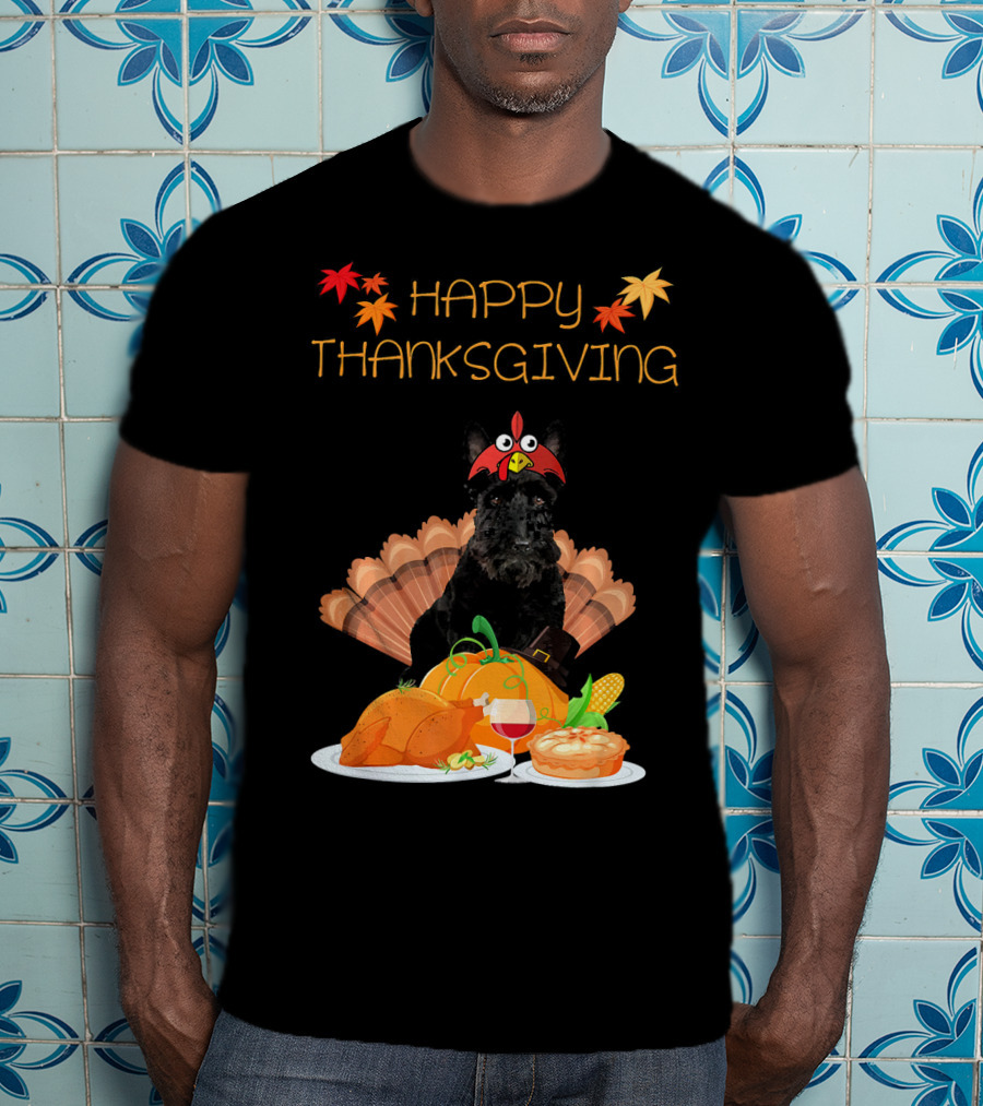 Happy Thanksgiving Day Scottish Terrier Turkey Feast T-Shirt