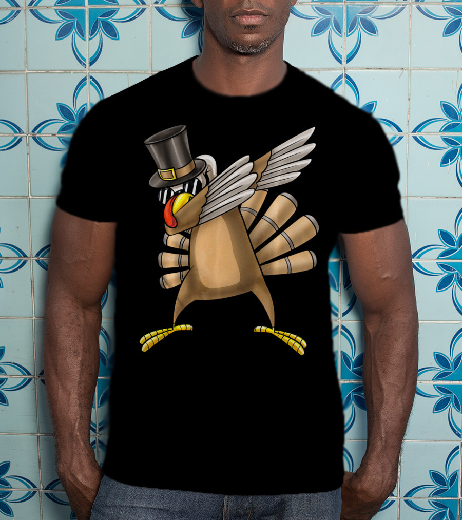 Top Hat Dabbing Turkey Thanksgiving T-Shirt