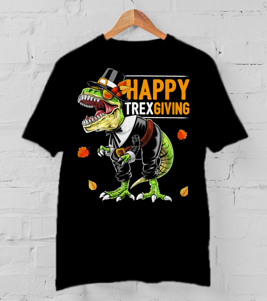 HAPPY TREXGIVING Dinosaur Pilgrim Thanksgiving T-Shirt