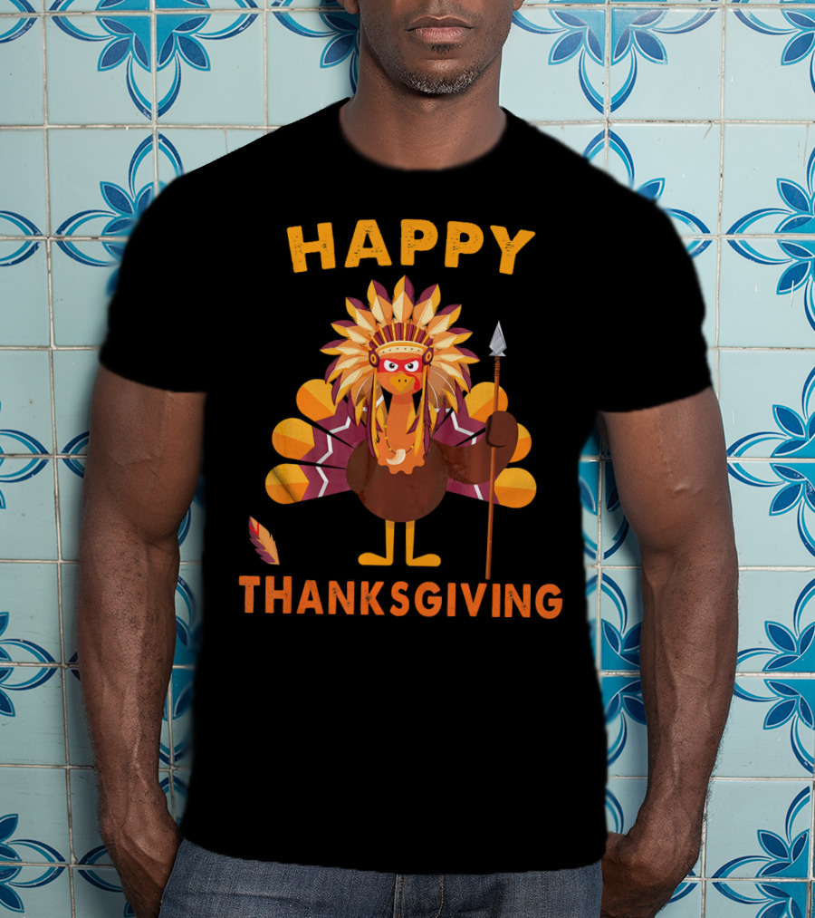 Happy Thanksgiving Native American Indian Turkey T-Shirt