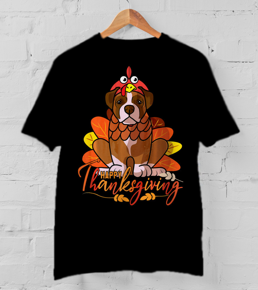 Happy Thanksgiving Boxer Dog Turkey Costume T-Shirt