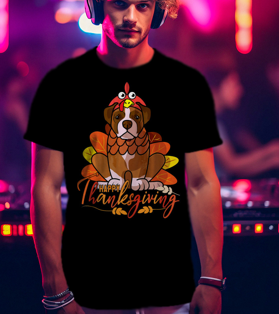 Happy Thanksgiving Boxer Dog Turkey Costume T-Shirt