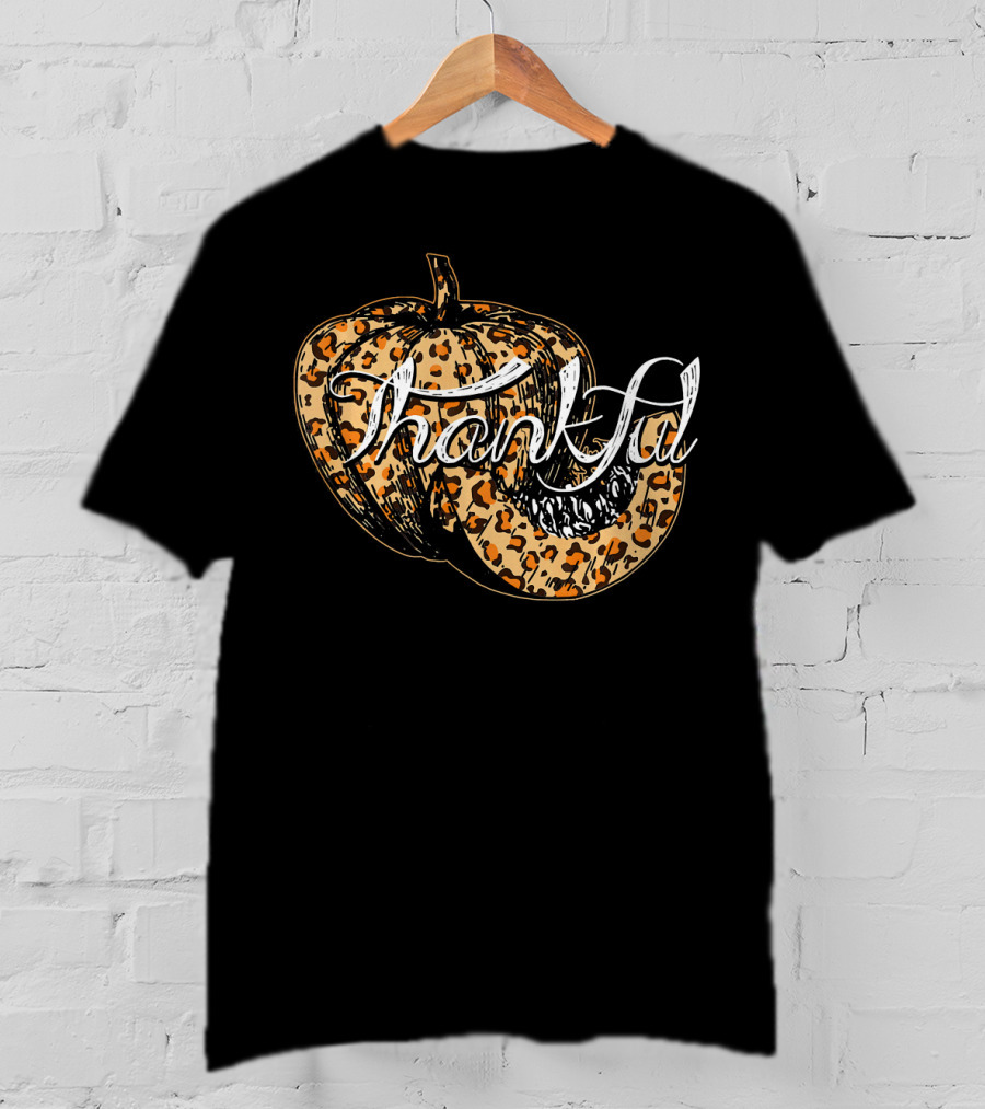 Thankful Pumpkin Leopard Print Fall T-Shirt