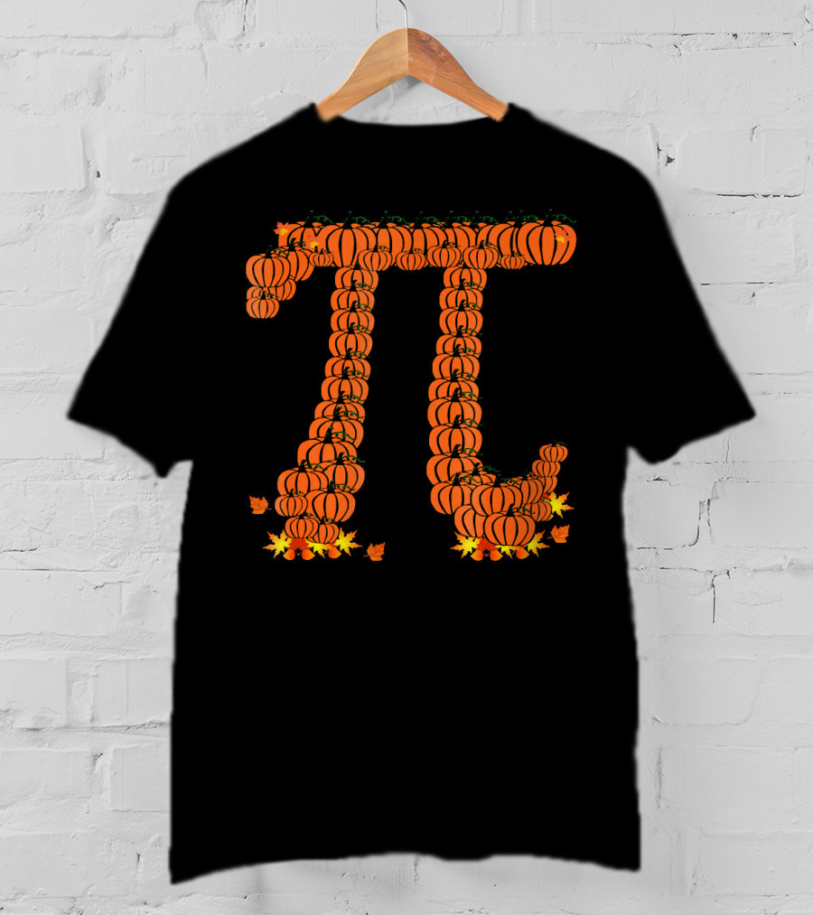 Pumpkin Pi Autumn Pattern With Leaves T-Shirt