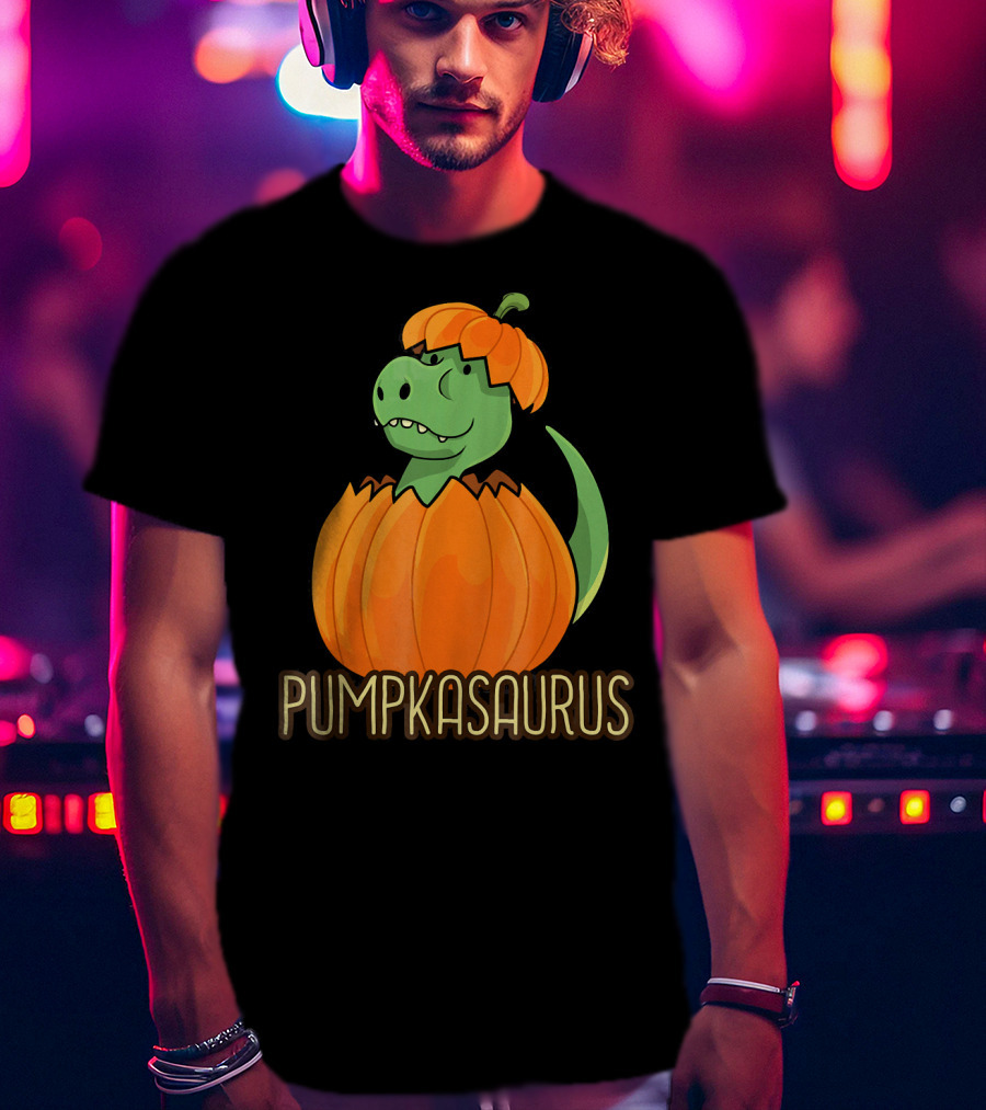 Pumpkasaurus Halloween Thanksgiving Dinosaur In Pumpkin T-Shirt