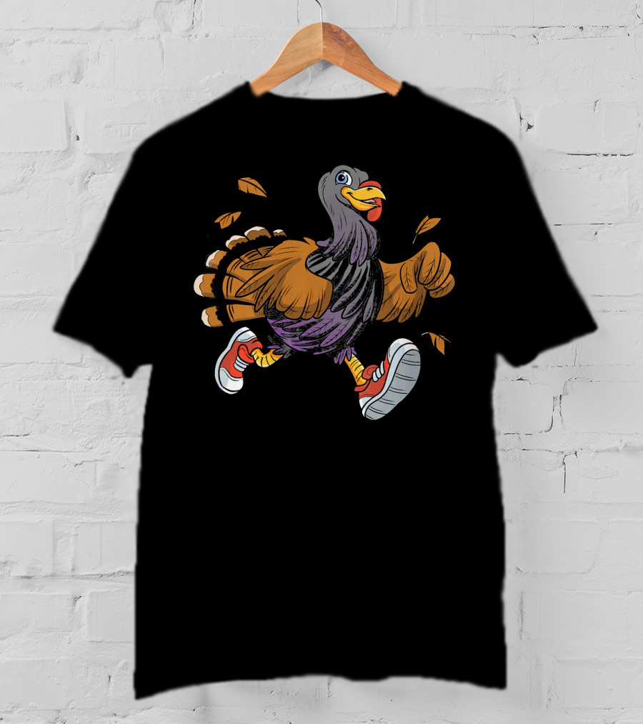 Thanksgiving Fun Running Turkey In Sneakers T-Shirt