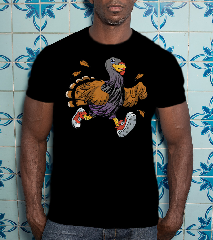 Thanksgiving Fun Running Turkey In Sneakers T-Shirt