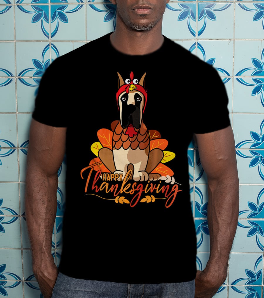 Happy Thanksgiving Funny Great Dane Turkey Costume T-Shirt