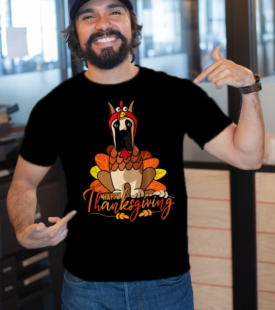 Happy Thanksgiving Funny Great Dane Turkey Costume T-Shirt