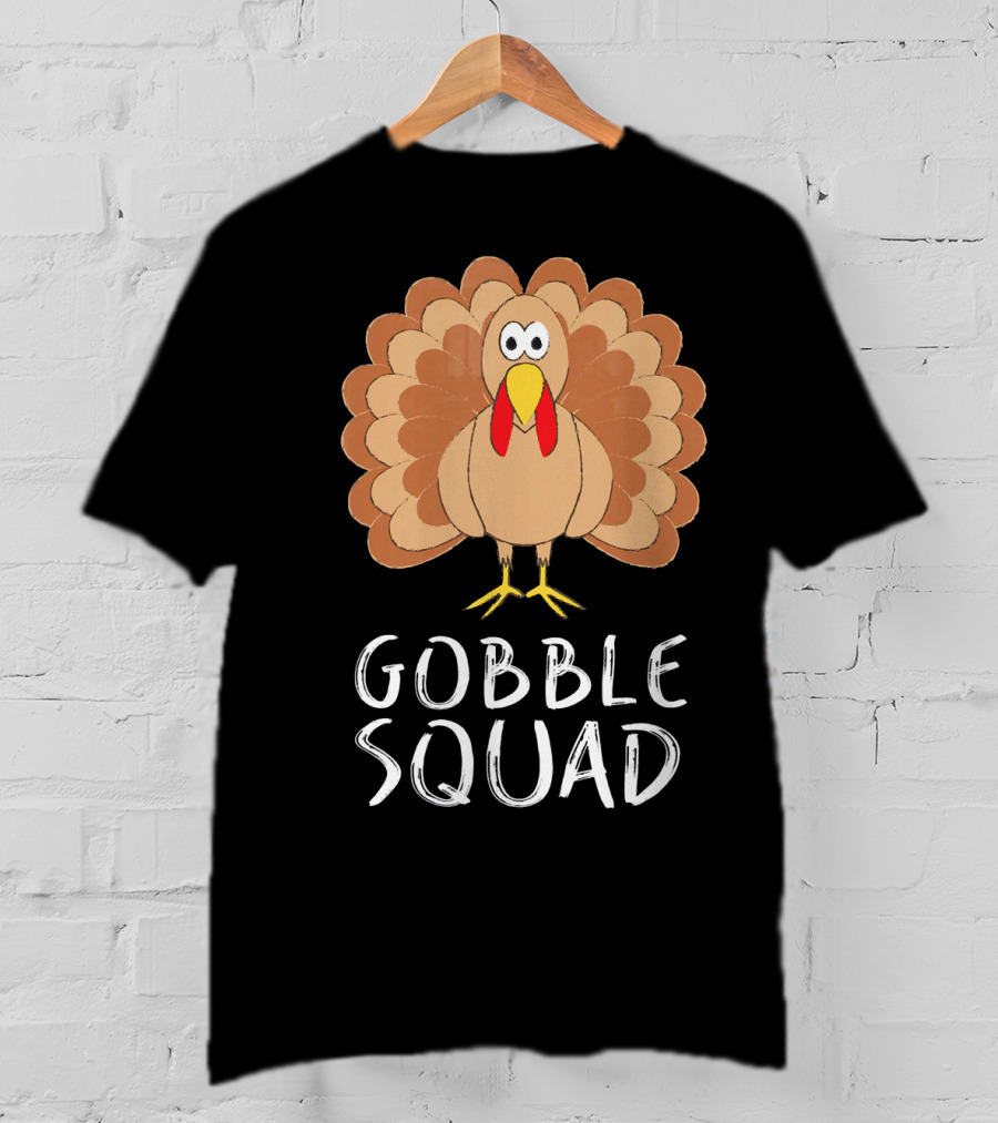 Gobble Squad Cute Turkey Trot Thankful Turkey T-Shirt