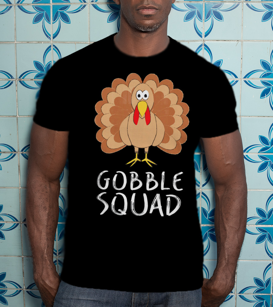 Gobble Squad Cute Turkey Trot Thankful Turkey T-Shirt