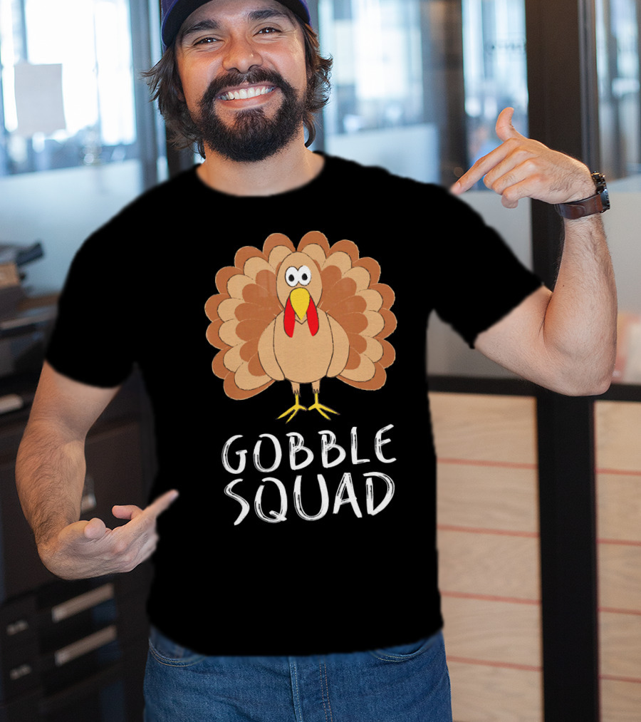 Gobble Squad Cute Turkey Trot Thankful Turkey T-Shirt