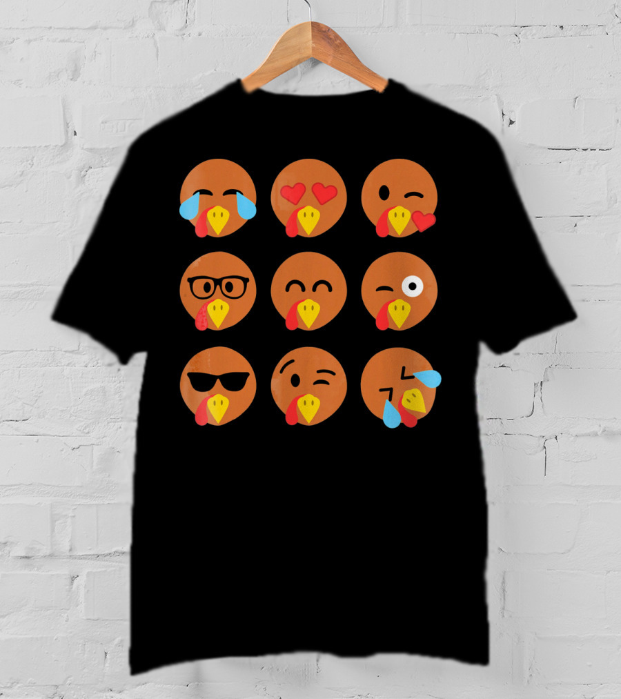 Turkey Emojis Crying Winking Heart Eyes Sunglasses Glasses Expressions T-Shirt