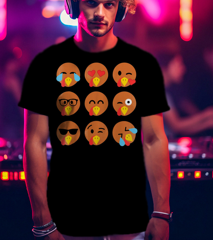 Turkey Emojis Crying Winking Heart Eyes Sunglasses Glasses Expressions T-Shirt