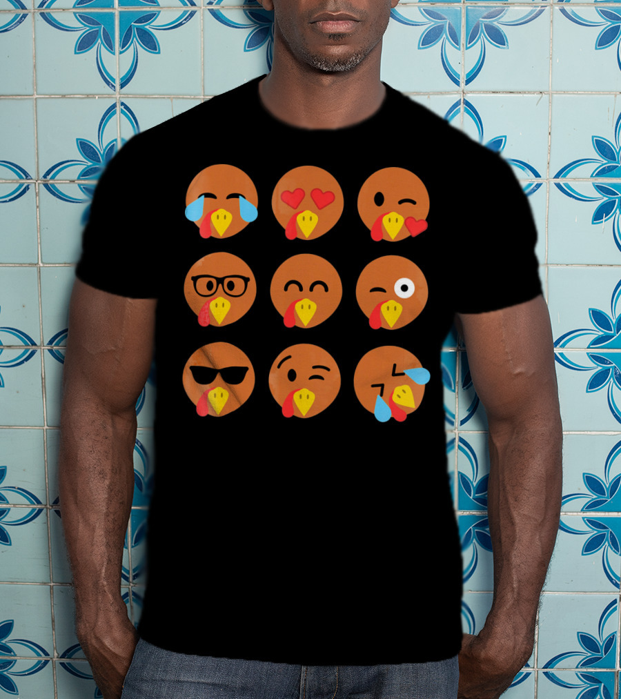 Turkey Emojis Crying Winking Heart Eyes Sunglasses Glasses Expressions T-Shirt