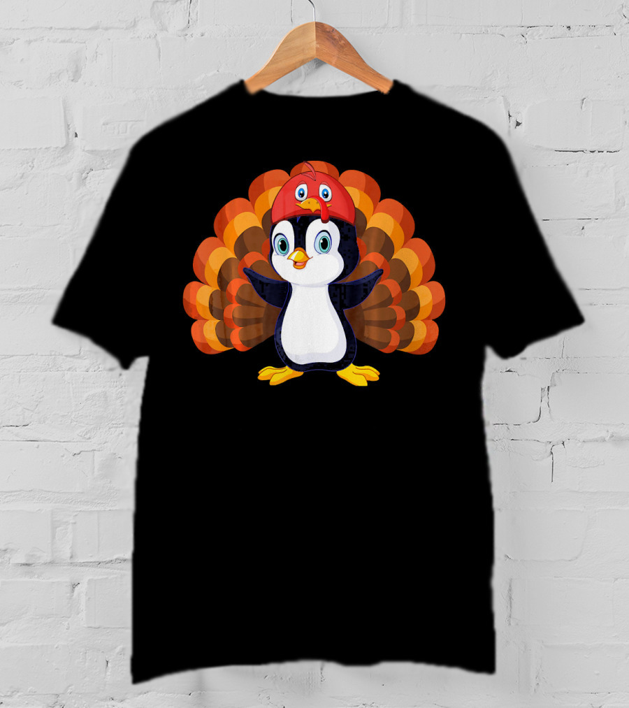 Turkey Penguin Thanksgiving Hybrid Character T-Shirt