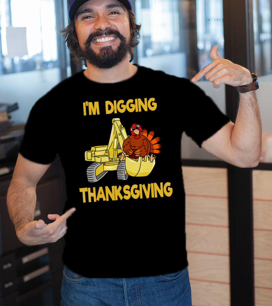 I'm Digging Thanksgiving Kids Excavator Turkey T-Shirt