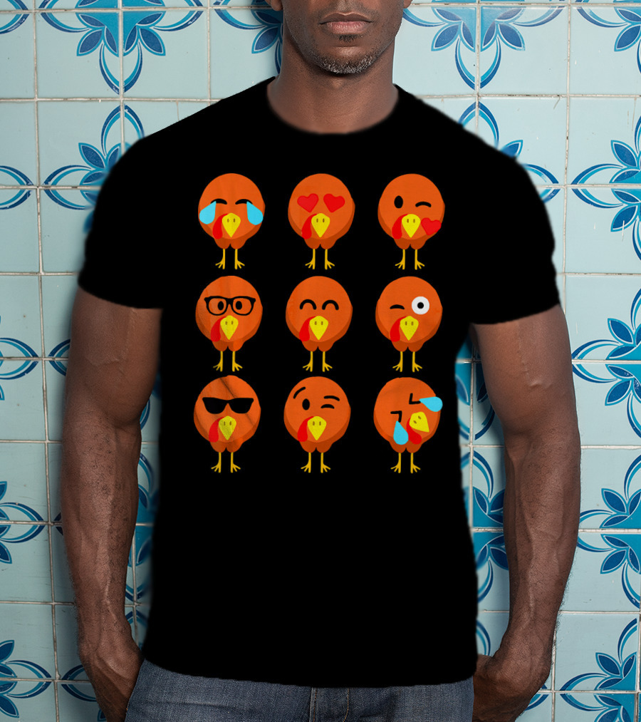Thanksgiving Turkey Face Emojis With Funny Expressions T-Shirt
