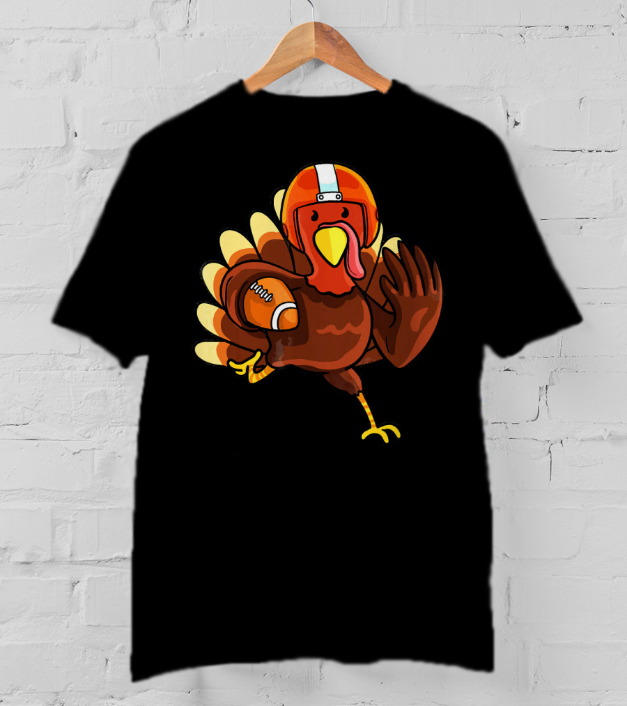 Thanksgiving Turkey In Football Gear Cute Football T-Shirt