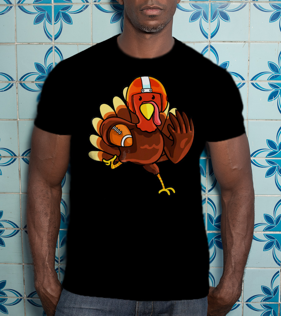 Thanksgiving Turkey In Football Gear Cute Football T-Shirt