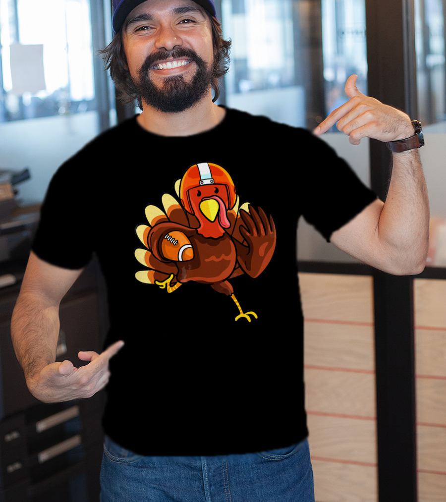 Thanksgiving Turkey In Football Gear Cute Football T-Shirt