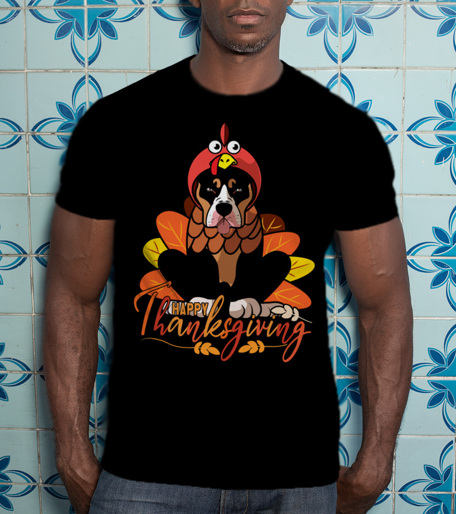 Happy Thanksgiving Funny Pitbull Dog Mom Turkey T-Shirt