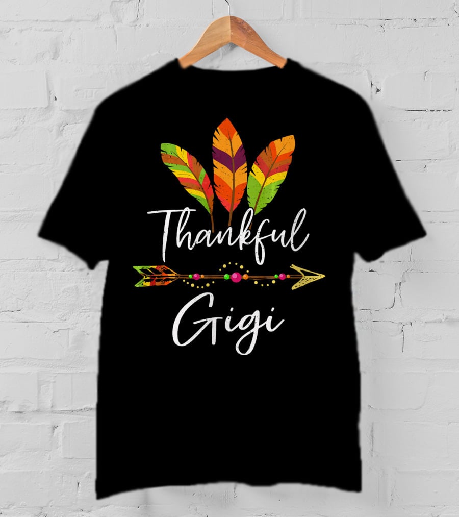 Thankful Gigi Colorful Feather And Arrow T-Shirt