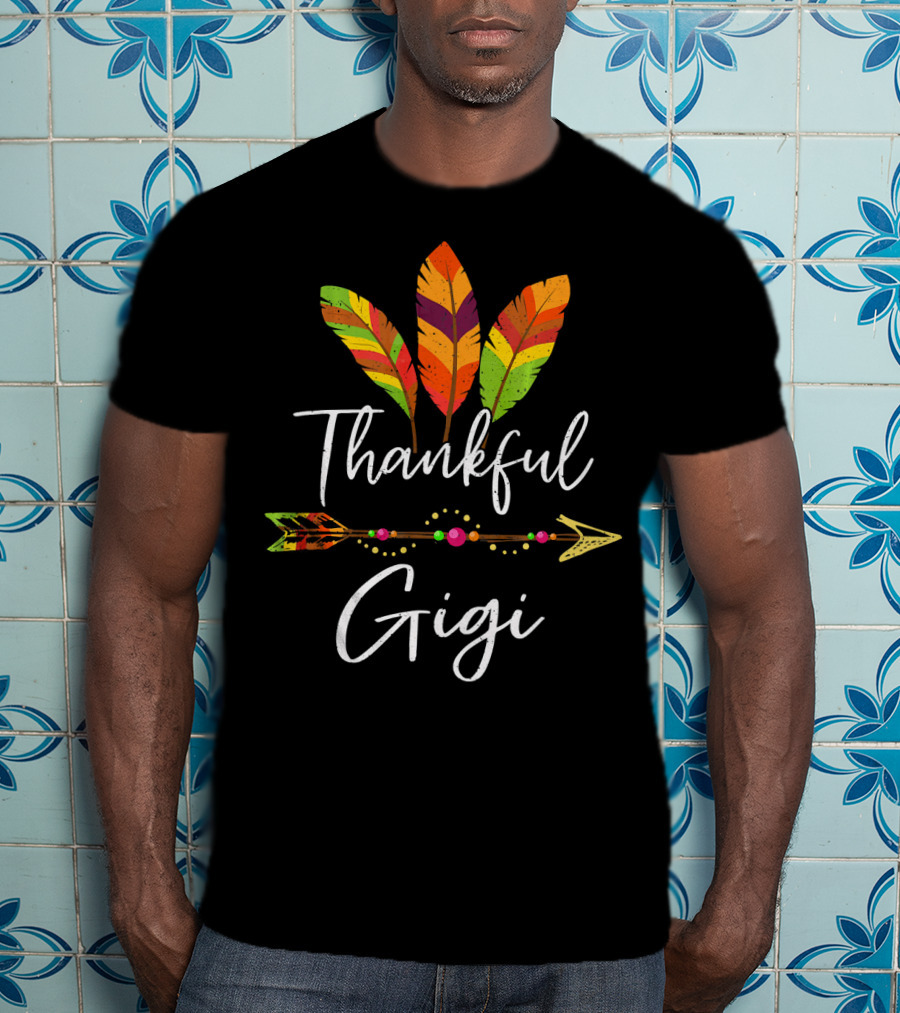 Thankful Gigi Colorful Feather And Arrow T-Shirt