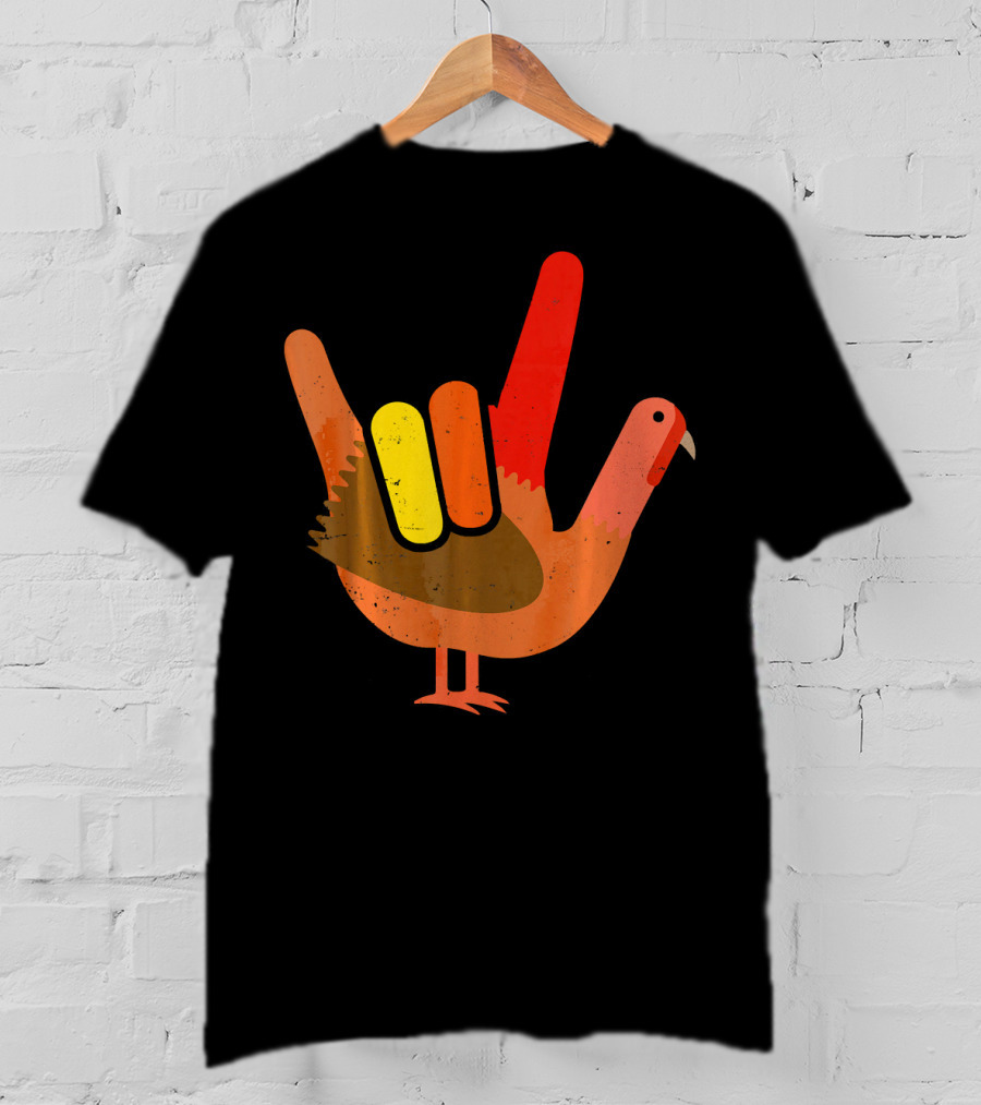 Thanksgiving Turkey American Sign Language Humor T-Shirt