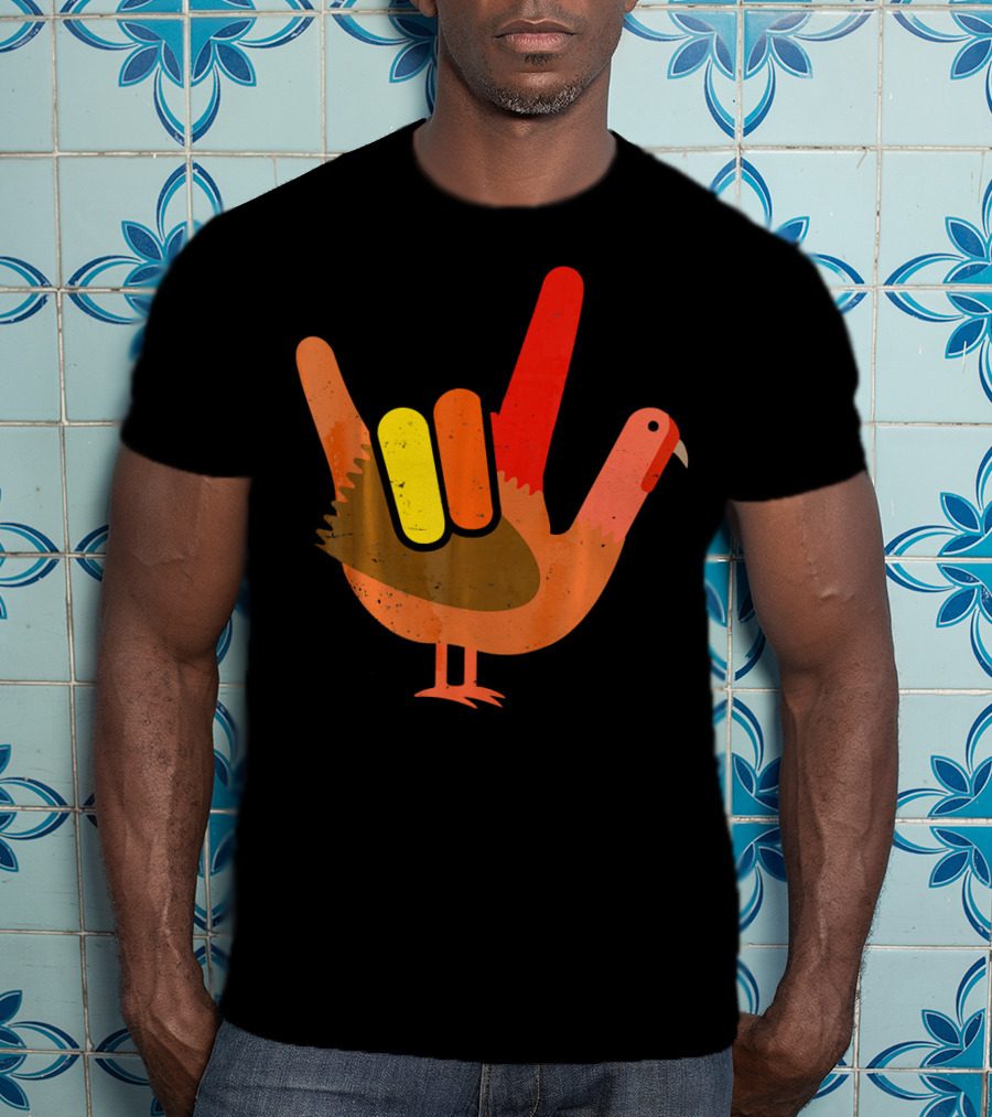 Thanksgiving Turkey American Sign Language Humor T-Shirt