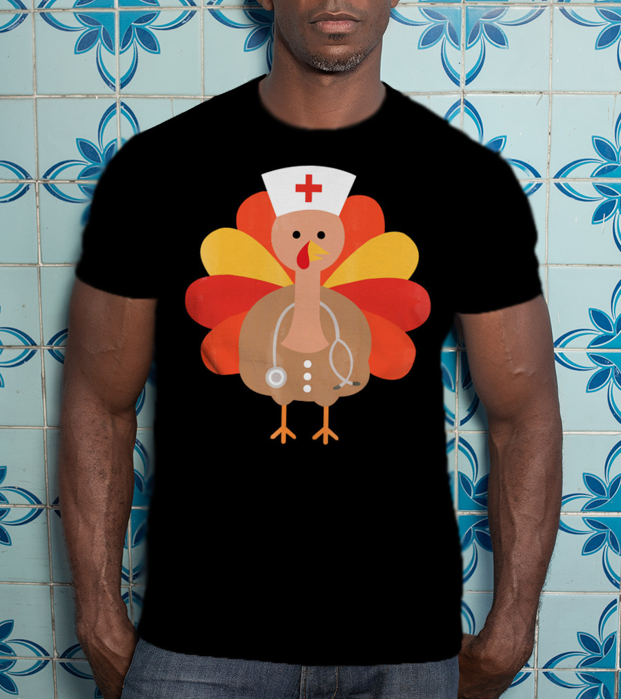 Thanksgiving Nurse Turkey With Stethoscope Cool T-Shirt