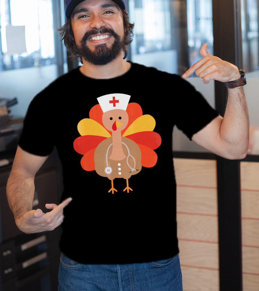 Thanksgiving Nurse Turkey With Stethoscope Cool T-Shirt