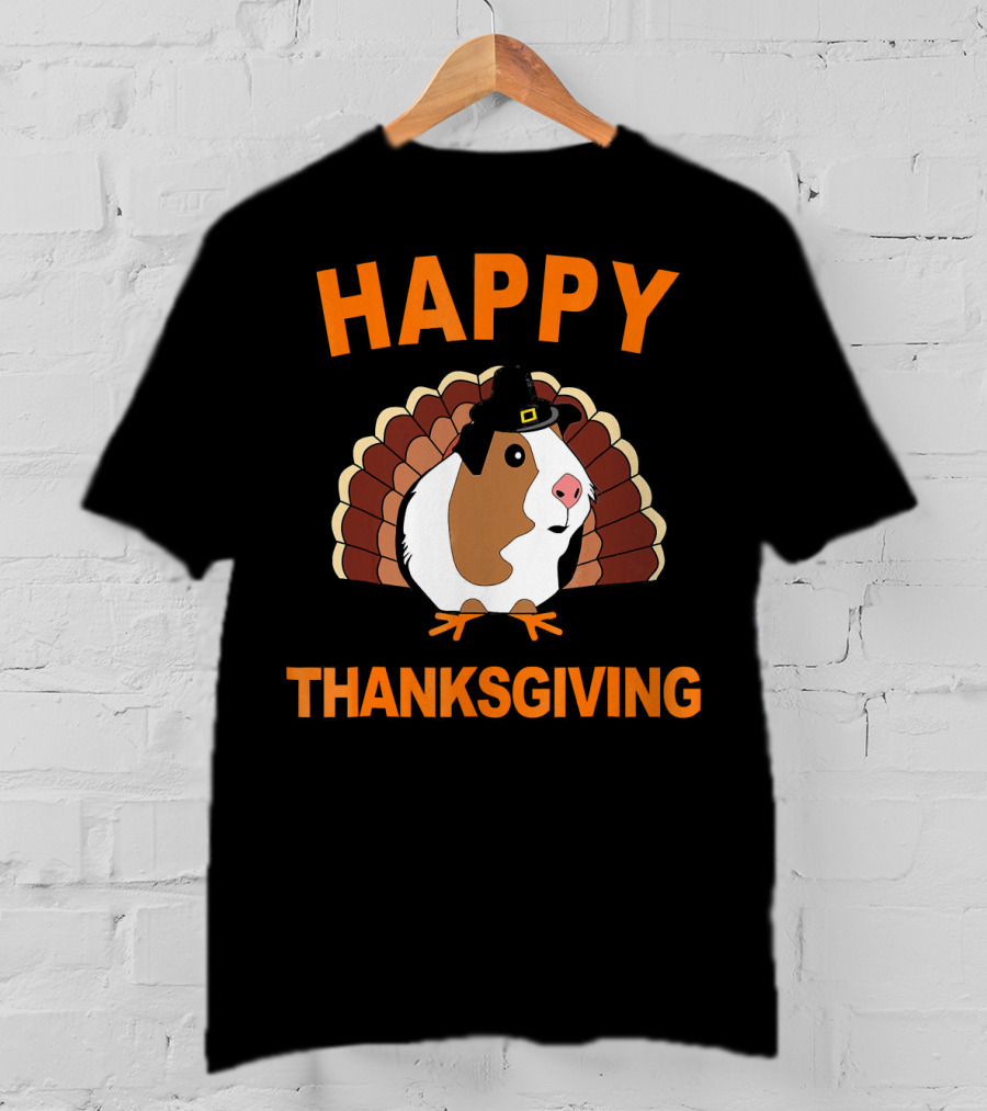 Happy Thanksgiving Funny Guinea Pig With Turkey Hat T-Shirt