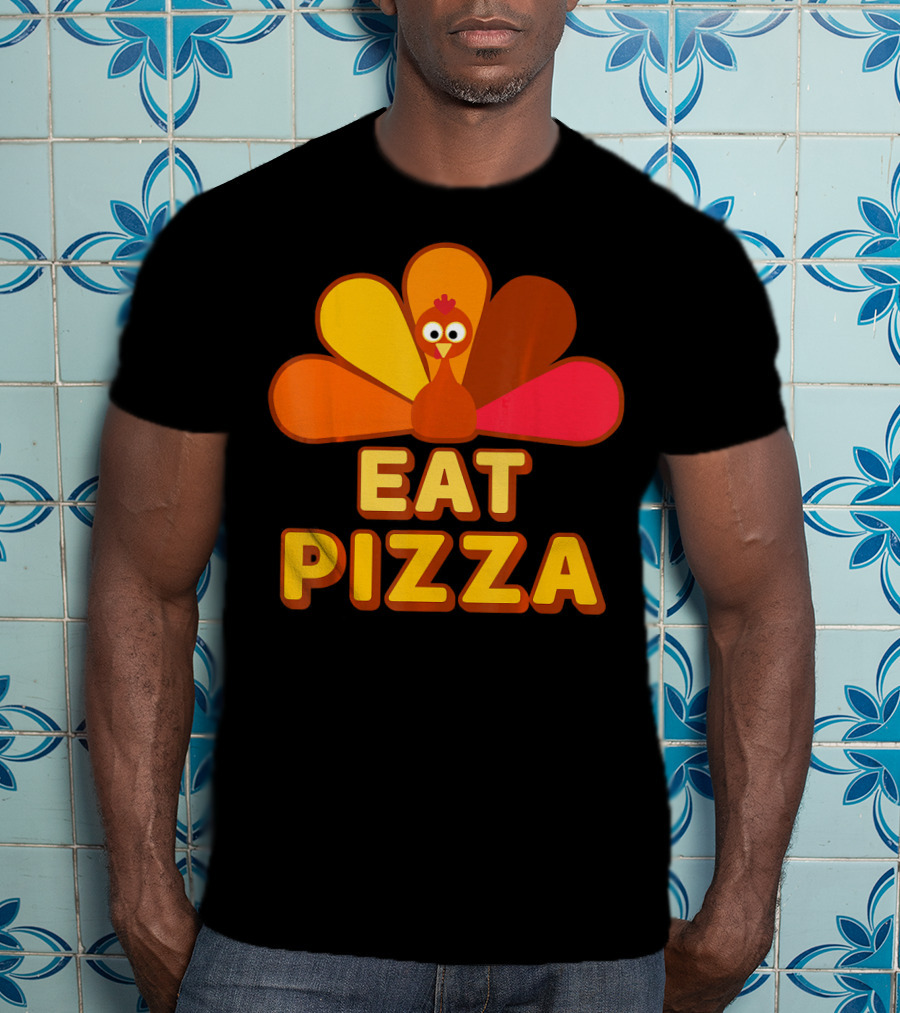 Funny Turkey Eat Pizza Thanksgiving Humor T-Shirt