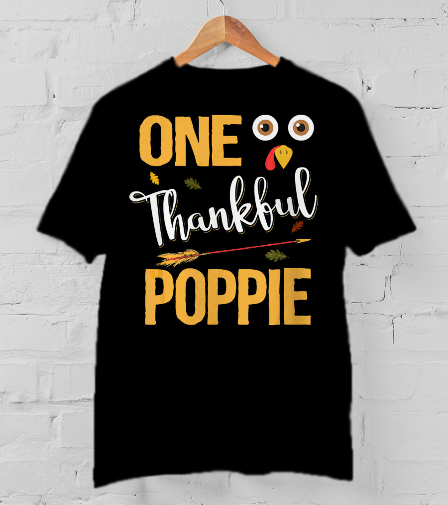 One Thankful Poppie Turkey Face Thanksgiving Elements T-Shirt