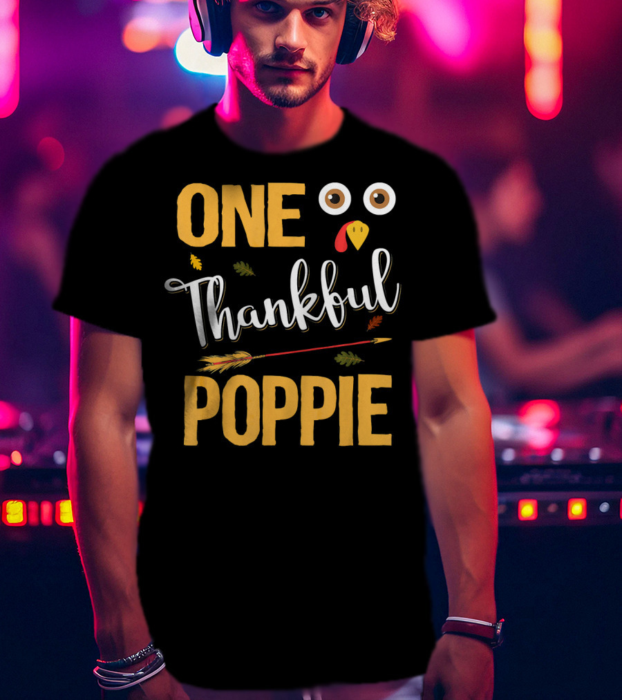 One Thankful Poppie Turkey Face Thanksgiving Elements T-Shirt