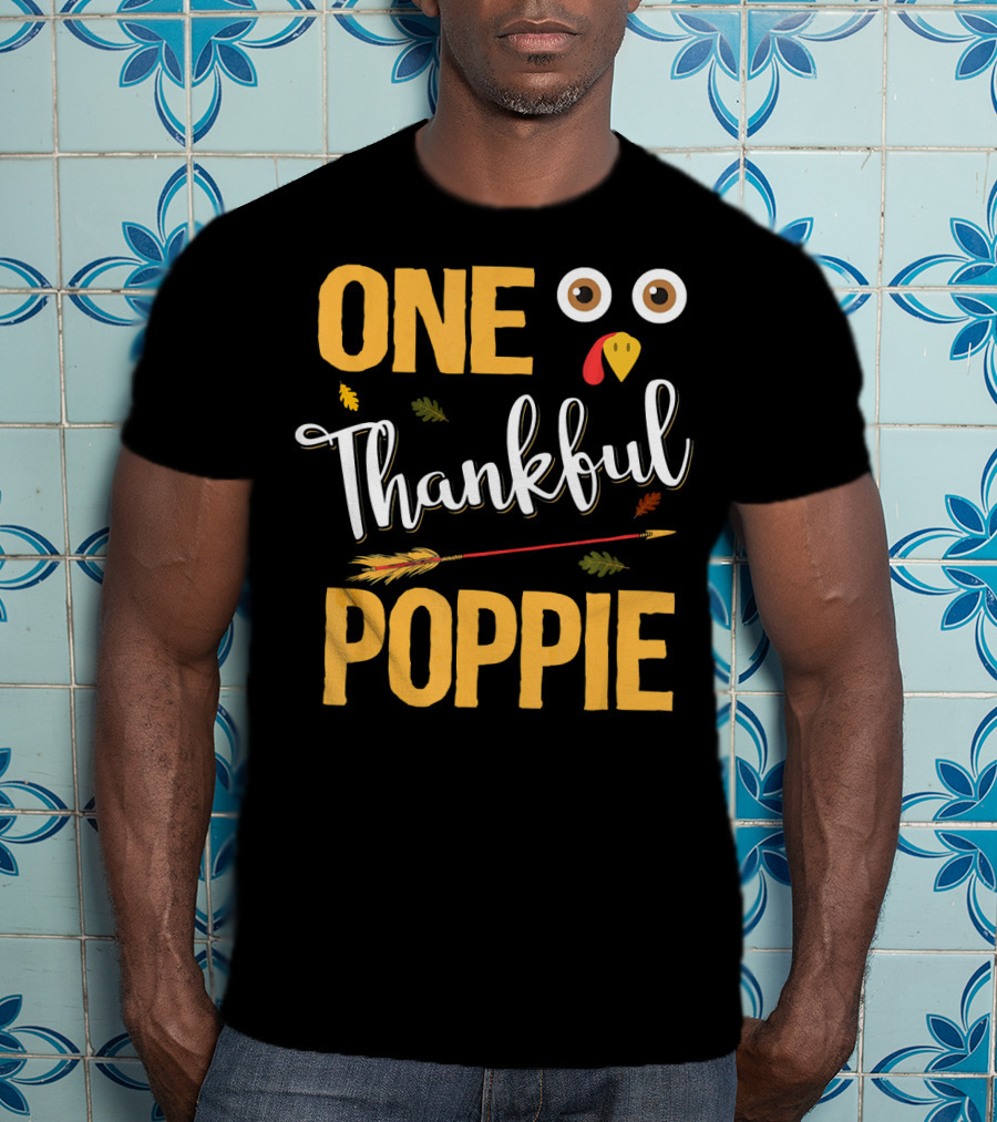 One Thankful Poppie Turkey Face Thanksgiving Elements T-Shirt
