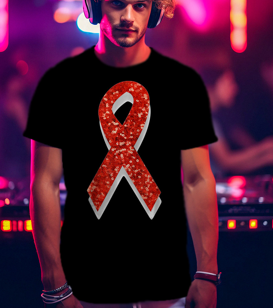 AIDS Awareness Red Ribbon Sequin T-Shirt